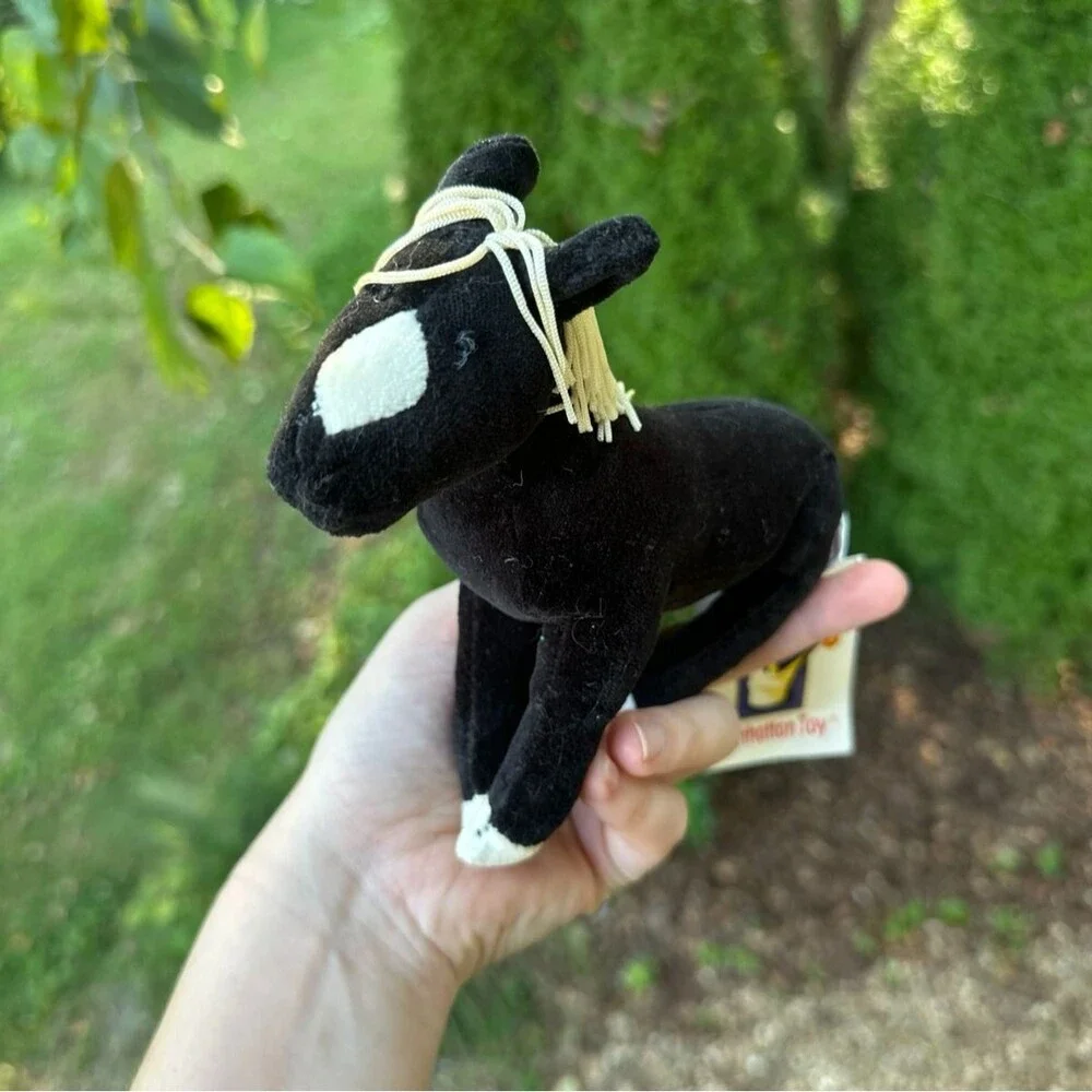 Manhattan Toy Co Prancing Ponies Vintage Black Horse Small Plush Stuffed Animal